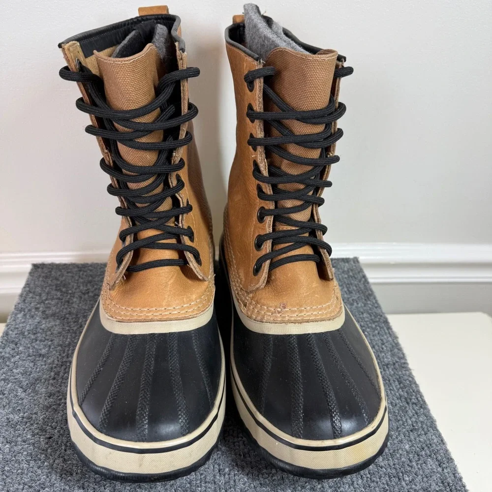 Sorel Caribou Duck Boots Mens US 8 Waterproof Leather Rubber Winter NM1561-281